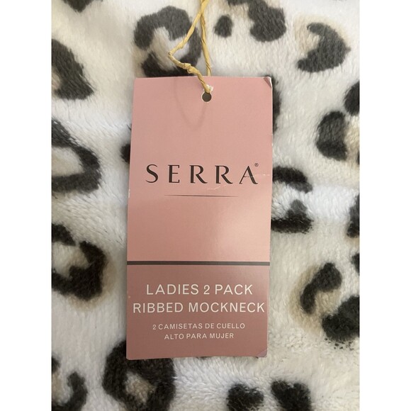 SERRA 2 Pack Ladies Ribbed Mock Neck Sweaters L Grey & Black Striped Shimmer - Picture 10 of 10